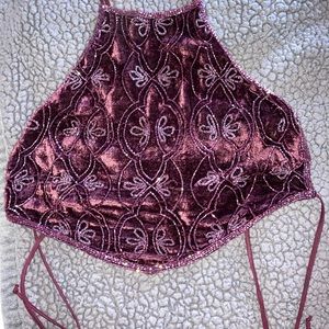 Maroon beaded halter top